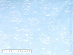Mikroplyšová látka MIP-003 Baránkovia - nebesky modrá - šírka 150 cm