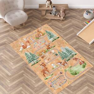 INSPIO-korkový koberec s menom - Veľký detský koberec z korku so srnkami a detskými hrami