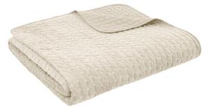 Béžový zamatový prešívaný pléd 240x260 cm Attica Velvet Embroidered – Bianca