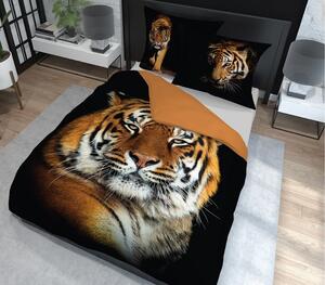 Bavlenené obojstranné obliečky s tigrím vzorom Čierna