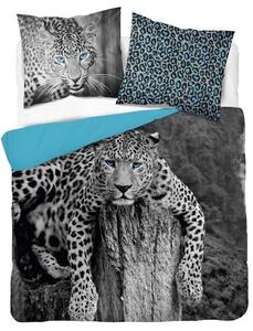 Bavlnené obojstranné obliečky s leopardím vzorom Šedá