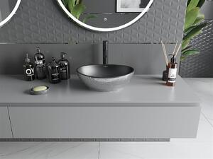 Mexen Elza, keramické umývadlo na dosku 405 x 330 mm, čierna matná-strieborný vzor, 21014022