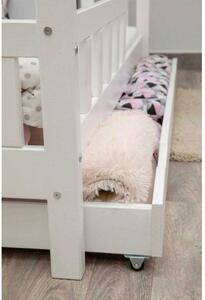 DIP-MAR Detská posteľ domček so šuflíkom a bočnicou R02 biely 80x160 cm