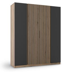 Šatníková skriňa Kaja 2F 2LAM 200x239x62 - dub/čierna