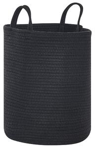 Súprava 2 úložných košov čierna bavlna ručne vyrobené jednofarebné textilné koše na bielizeň s držadlami