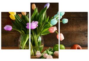 Obraz tulipánov vo váze (Obraz 90x60cm)