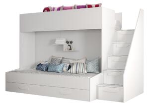 Detská kombinovaná posteľ 90 cm Puro 16 (matná biela + biely lesk + biele úchytky). Vlastná spoľahlivá doprava až k Vám domov. 1087107