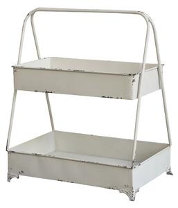 Krémový antik kovový 2-poschodový etažér Luis - 40*27*49 cm - Chic Antique