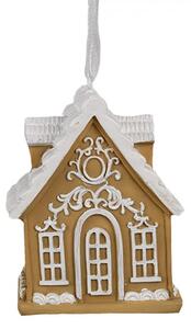 Závesná vianočná ozdoba perníková chalúpka Gingerbread House - 6*4*7 cm - Clayre & Eef