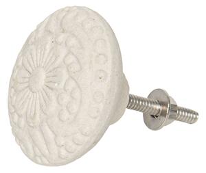 Krémová guľatá keramická úchytka Cecli - Ø 5 cm - Clayre & Eef