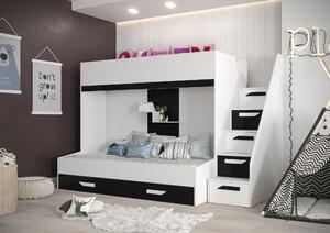 Detská kombinovaná posteľ 90 cm Puro 16 (matná biela + biely lesk + čierny lesk). Vlastná spoľahlivá doprava až k Vám domov. 1087105