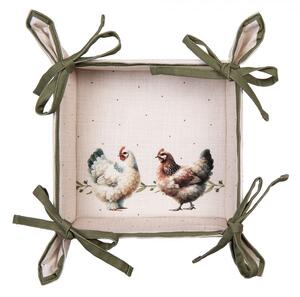 Béžový košík na pečivo so sliepočkami Barnyard Chicken - 35*35*8 cm - Clayre & Eef