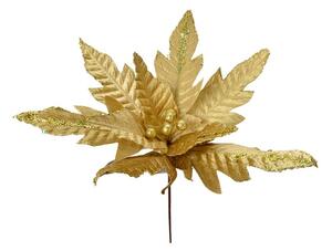 Zlatá dekorácia kvetina vianočná hviezda Poinsettia - Ø 48*50 cm - Clayre & Eef