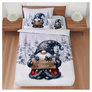 Jahu 3D Obliečky mikrosatén – Gnome sivý (140×200, 70×90, 45×45 cm)