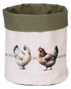 Béžový košík na pečivo so sliepočkami Barnyard Chicken - Ø 15*16 cm - Clayre & Eef
