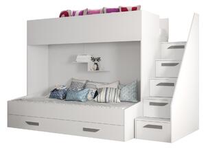 Detská kombinovaná posteľ 90 cm Puro 16 (matná biela + biely lesk + sivé úchytky). Vlastná spoľahlivá doprava až k Vám domov. 1087110
