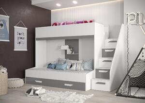 Detská kombinovaná posteľ 90 cm Puro 16 (matná biela + biely lesk + sivý lesk). Vlastná spoľahlivá doprava až k Vám domov. 1087106