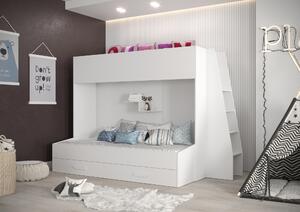 Detská kombinovaná posteľ 90 cm Puro 17 (matná biela + biely lesk + biele úchytky). Vlastná spoľahlivá doprava až k Vám domov. 1087116