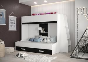 Detská kombinovaná posteľ 90 cm Puro 17 (matná biela + biely lesk + čierny lesk). Vlastná spoľahlivá doprava až k Vám domov. 1087114