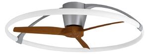 Inteligentný stropný ventilátor LED Nepal, strieborný/orechový – Mantra Mantra Iluminación, Nepal, stmievateľné, Drevo, Obývacia izba, Kov, Moderný