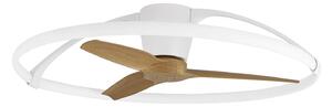 Inteligentný stropný ventilátor LED Nepal, biela/buk, DC – Mantra Mantra Iluminación, Nepal, stmievateľné, Drevo, Obývacia izba, Kov, Moderný