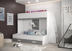 Detská kombinovaná posteľ 90 cm Puro 17 (matná biela + biely lesk + sivý lesk). Vlastná spoľahlivá doprava až k Vám domov. 1087115