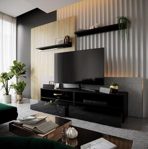 Obývacia stena Berny 48 (čierna + čierny lesk). Vlastná spoľahlivá doprava až k Vám domov. 1087159