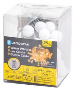 Aigostar-LED Vonkajší svetelný reťazec 25xLED/3xAA/8 funkcií 2,8 m IP44 teplá biela
