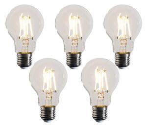 Sada 5 stmievateľných LED žiaroviek E27 A60 číra 4,5W 500 lm 2700K