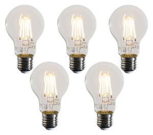 Sada 5 stmievateľných LED žiaroviek E27 A60 číra 4W 470 lm 2700K