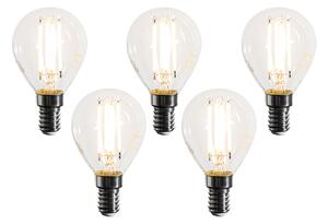 Sada 5 stmievateľných LED žiaroviek E14 Filament G45 číra 4W 470 lm 2700K
