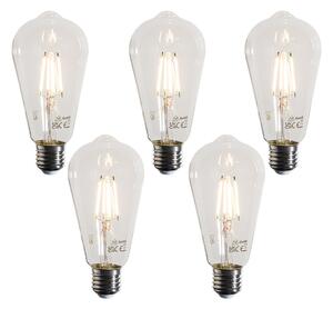 Sada 5 LED žiaroviek E27 Filament ST64 číra 4W 470 lm 2700K