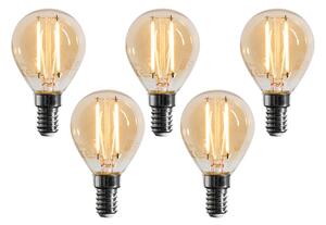 Sada 5 stmievateľných LED žiaroviek E14 G45 zlatá 4W 330 lm 2100K