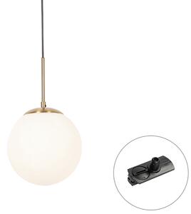 Závesná lampa Art Deco zlatá s opálovým sklom vrátane čierneho adaptéra na koľajnicu 1-fázová - Iconic Flore