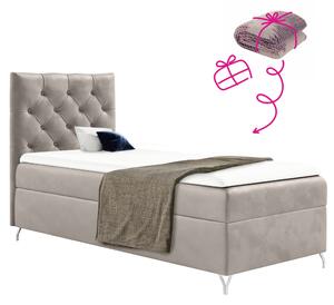 KONDELA Boxspringová posteľ, 90x200, sivobéžová Taupe látka Velvet, ľavá, GULIETTE + darček