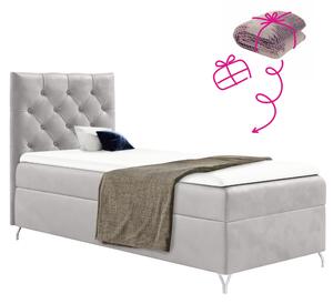 KONDELA Boxspringová posteľ, 90x200, svetlosivá látka Velvet, ľavá, GULIETTE + darček