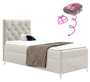 KONDELA Boxspringová posteľ, 90x200, biela látka Velvet, ľavá, GULIETTE + darček