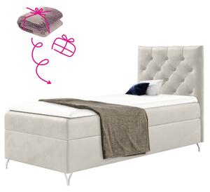 KONDELA Boxspringová posteľ, 90x200, biela látka Velvet, pravá, GULIETTE + darček