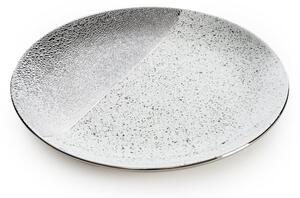 Dekorstudio Keramická dekoračná misa MILO 31x4cm so strieborným melírom - biela