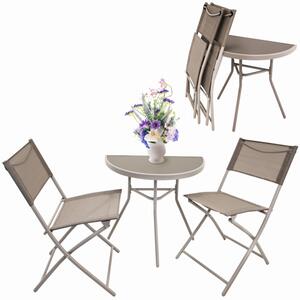 Dekorstudio Balkónový skladací set na malý balkón 2x stolička a stôl - béžový
