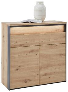KOMODA, čierna, dub artisan, 88/88/38 cm Voleo - Komody