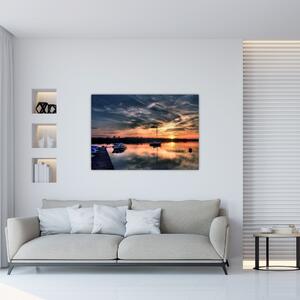 Západ slnka v prístave - obraz na stenu (Obraz 60x40cm)