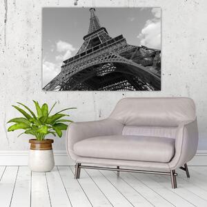 Čiernobiely obraz Eiffelovej veže (Obraz 60x40cm)