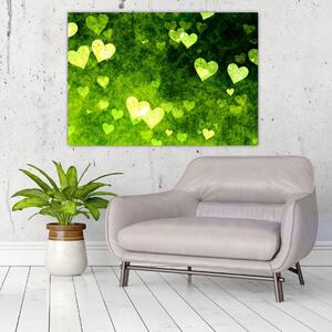Zelená srdiečka - obraz do bytu (Obraz 60x40cm)