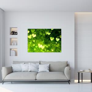Zelená srdiečka - obraz do bytu (Obraz 60x40cm)