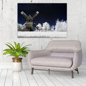 Veterný mlyn v zimnej krajine - obraz (Obraz 60x40cm)