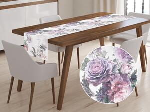 Biante Dekoračný behúň na stôl BM-009 Veľké fialové kvety 20x120 cm
