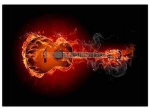 Obraz horiace gitara (Obraz 60x40cm)