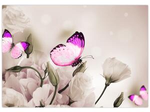 Motýľ na kvetine - obraz (Obraz 60x40cm)