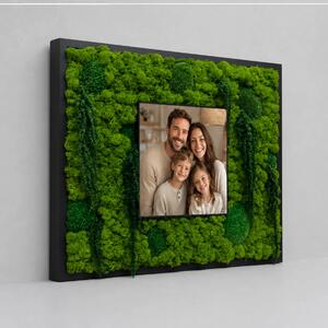 Machový obraz s fotorámom - kopcovitý s lišajníkom + amaranthus